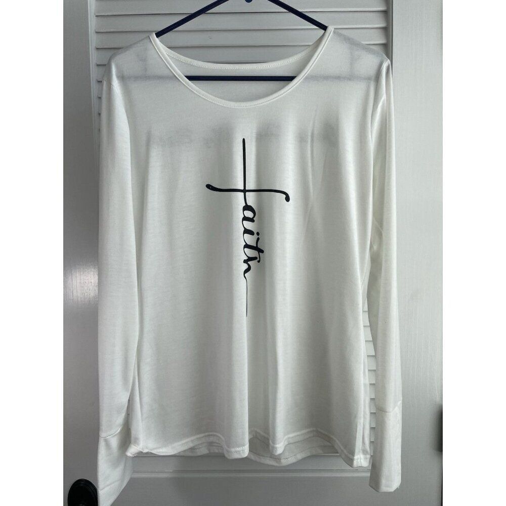 Light in the Box Women's Christian Faith White Graphic T Size M NWOT